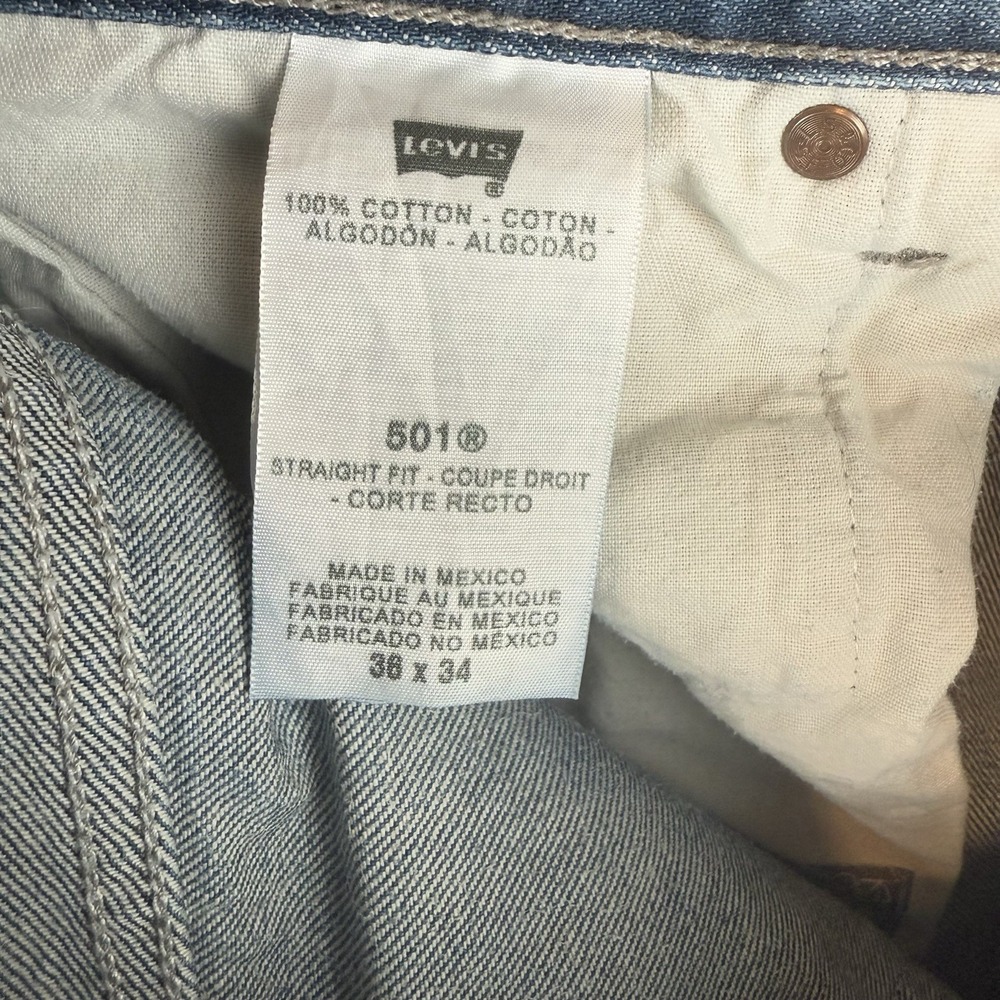 Levis 501XX Jeans Mens 35x32 Blue Straight Fit Button Fly VTG Y2K Whiskered - Picture 11 of 12